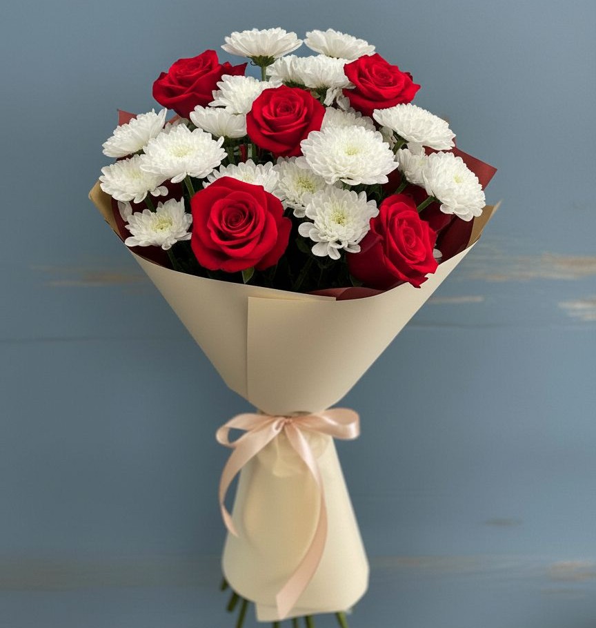 Букет цветов из: Розы и Хризантемы в Лальске