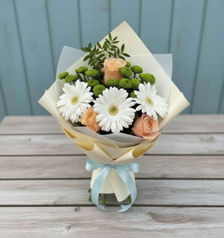Букет цветов из: Герберы, Розы и Хризантемы в Лальске