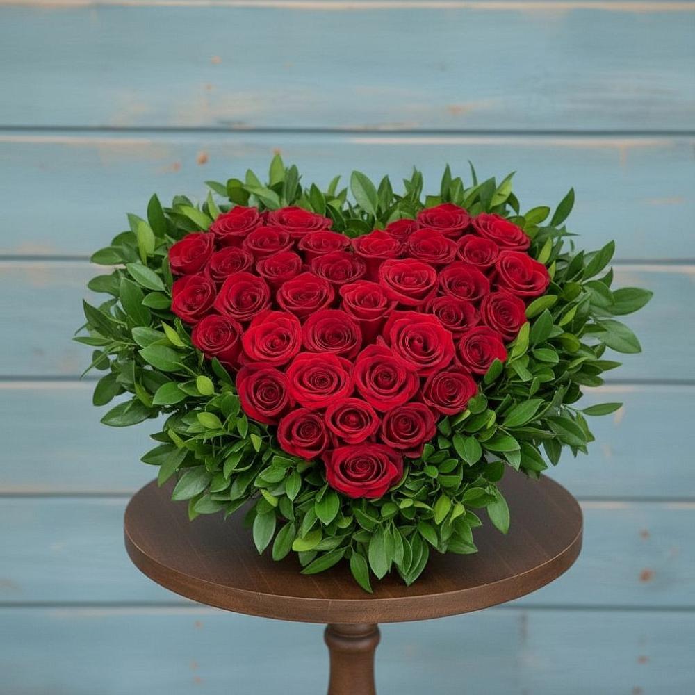 Цветочная композиция из Розы в виде сердца в Лальске