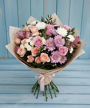 Букет цветов из:  Хризантемы, Розы и Альстромерии в Лальске