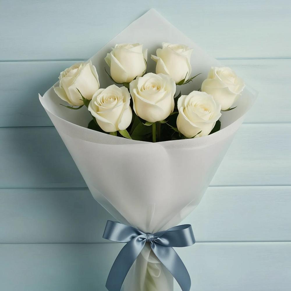 Букет 7 Белых роз Эдлесс Лав в Лальске